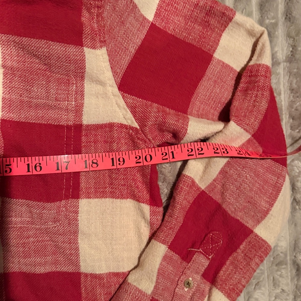 American Eagle Red Buffalo Plaid Hooded Flannel Shirt Sherpa Lined Hood Small - Picture 4 of 6
